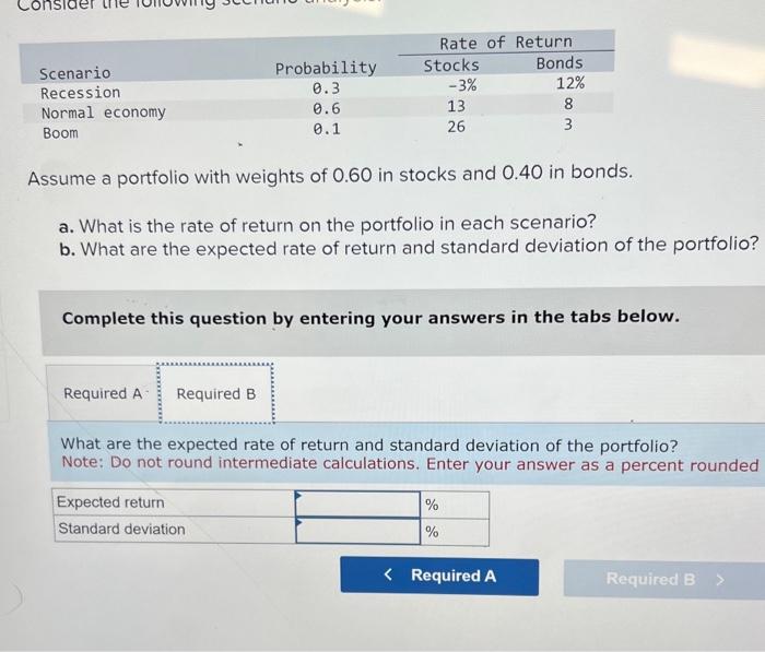 Solved Consider The Following Scenario Analysis: Assume A | Chegg.com