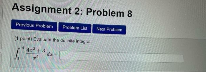 Solved Assignment 2: Problem 8 Previous Problem Problem List | Chegg.com