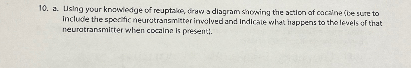 Solved A. ﻿using Your Knowledge Of Reuptake, Draw A Diagram 