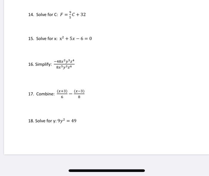 Solved 5 Solve For P E H Pv 6 Solve For X 4x 6x Chegg Com
