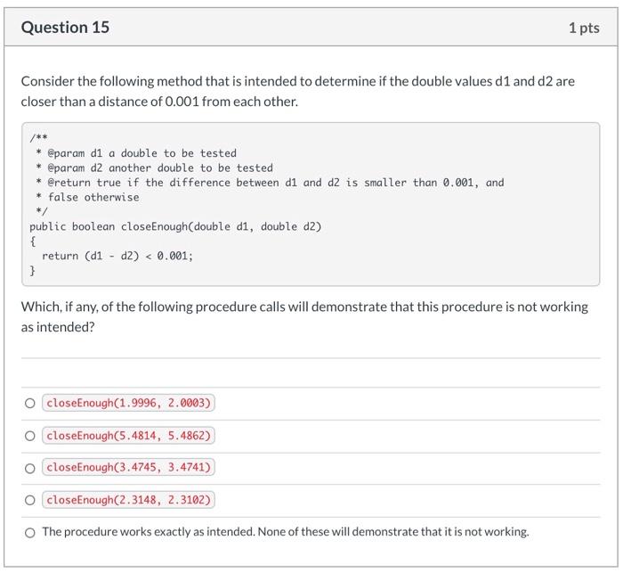 Solved Question 8 1 pts Consider the following method | Chegg.com