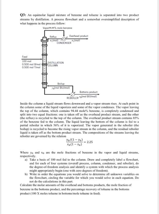 Solved Q An Equimolar Liquid Mixture Of Benzene And Chegg Com