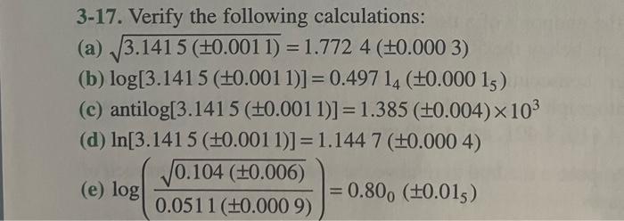 Solved 3-17. Verify The Following Calculations: (a) 