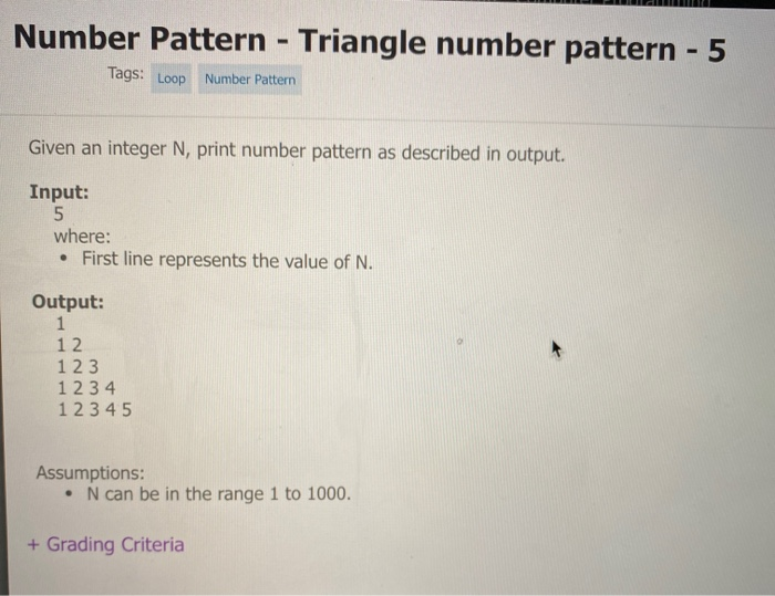 Solved Number Pattern - Triangle number pattern - 5 Tags: | Chegg.com