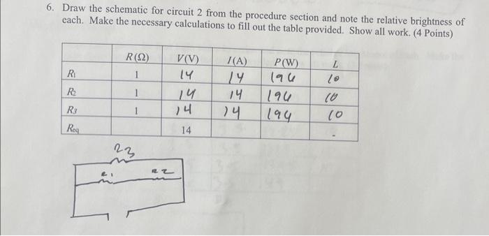 Solved 6. Draw the schematic for circuit 2 from the | Chegg.com
