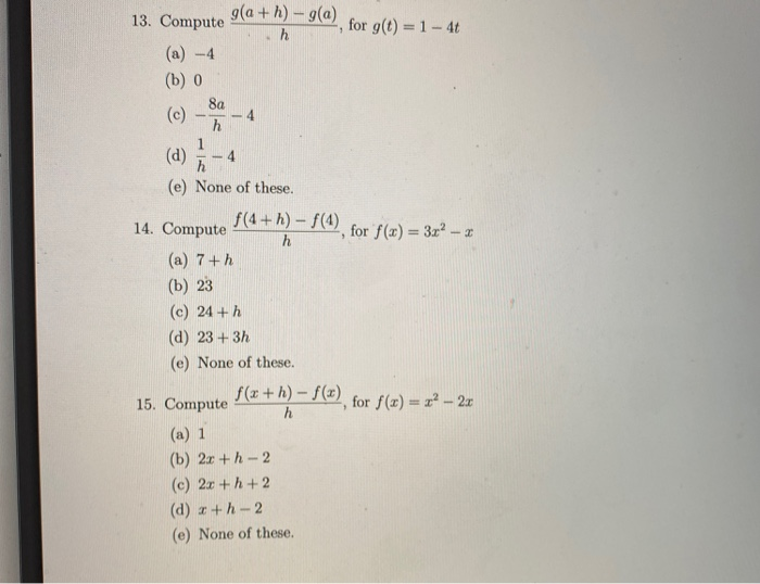 Solved 9 For G T 1 4 13 Compute G A H 9 A H A Chegg Com