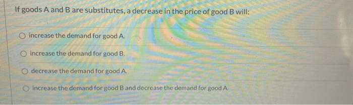 Solved If goods A and B are substitutes, a decrease in the | Chegg.com