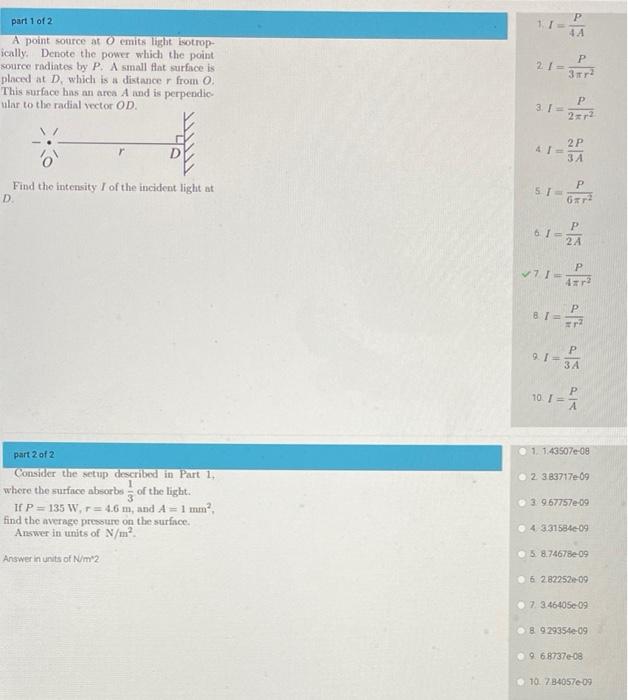 Solved T P 4А part 1 of 2 A point source at emits light | Chegg.com