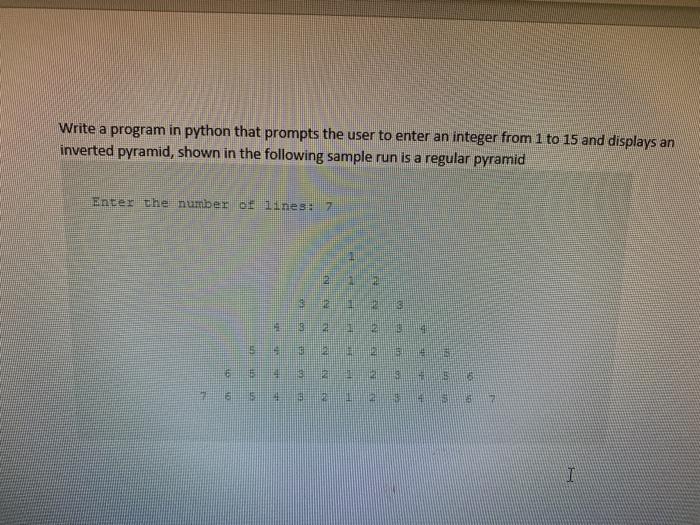 Solved Write a program in python that prompts the user to | Chegg.com