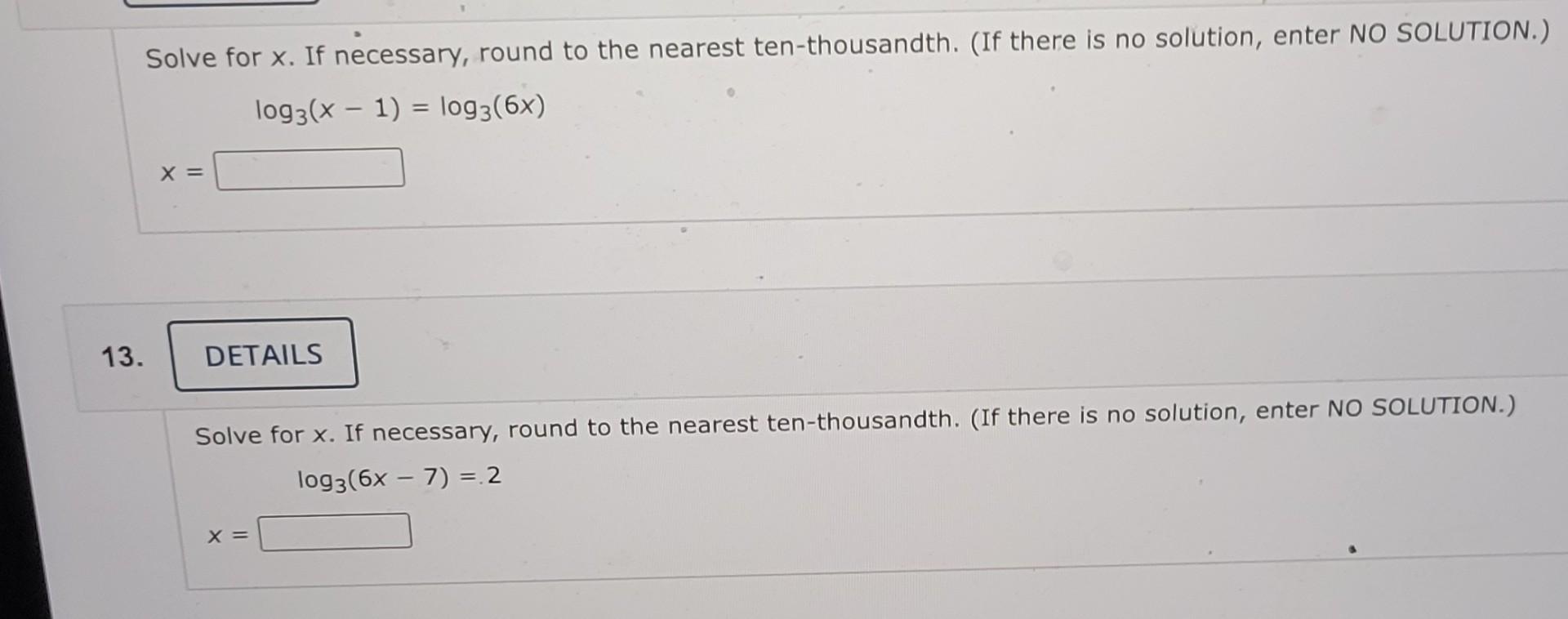 Solved Solve For X. If Necessary, Round To The Nearest | Chegg.com