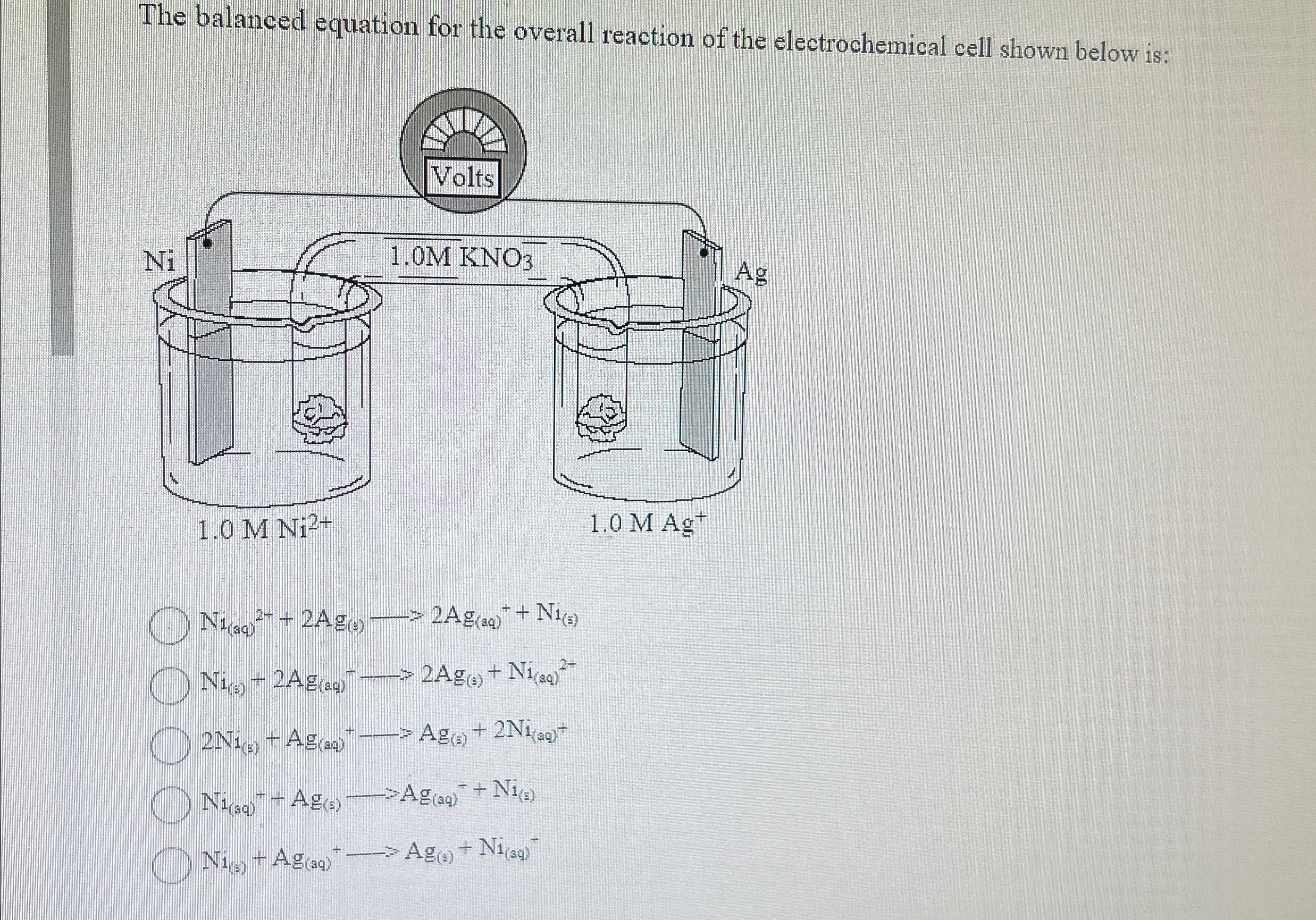 Solved The balanced equation for the overall reaction of the | Chegg.com