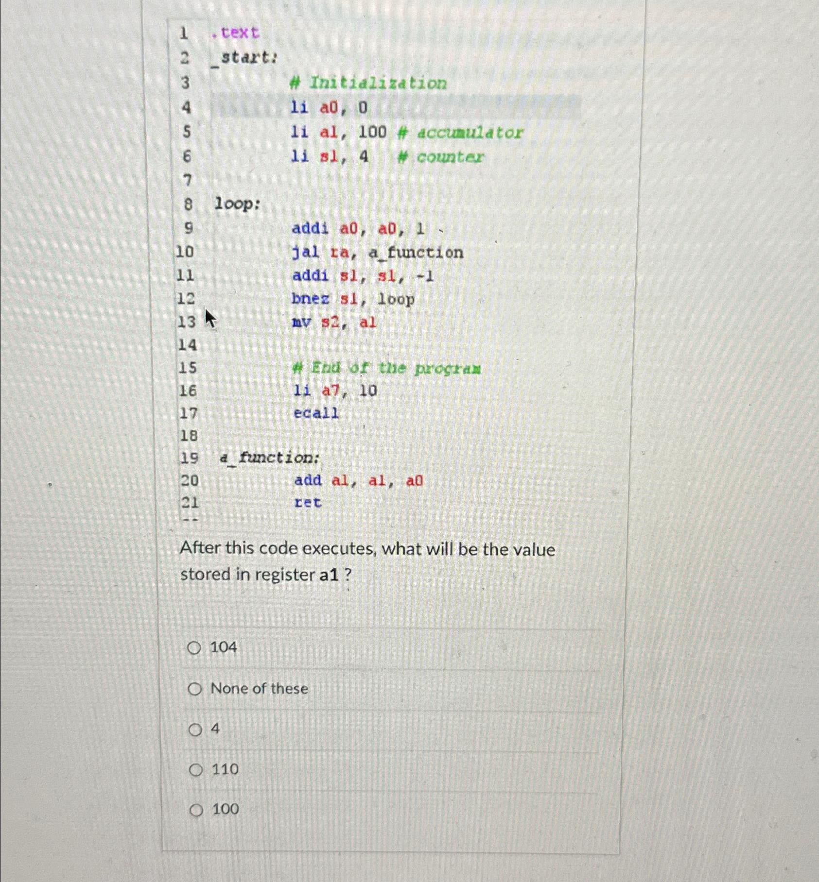 Solved 1 . ﻿text2 -start:4 ﻿Initialization11a0,011al,100 ﻿# | Chegg.com