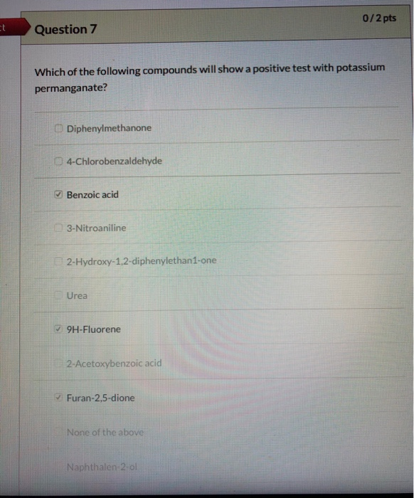 Solved 0/2 pts Question 7 Which of the following compounds | Chegg.com