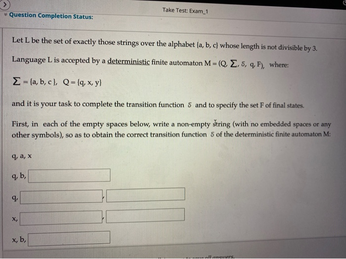 Solved Take Test Exam 1 Let L Be The Set Of Exactly Thos Chegg Com