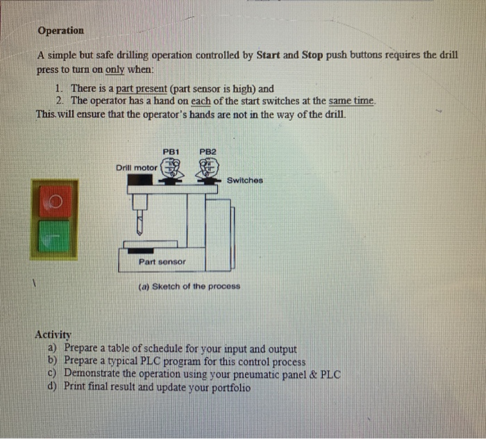 Solved Operation A simple but safe drilling operation | Chegg.com