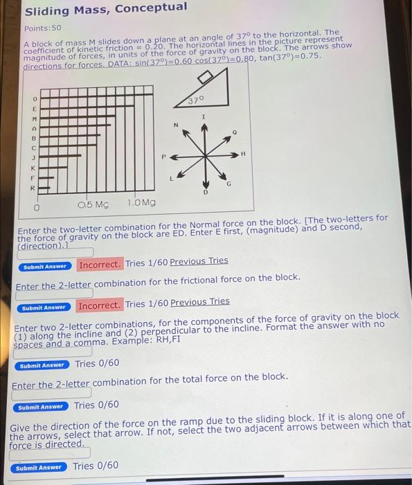 Solved Points: 50 A Block Of Mass M Slides Down A Plane At | Chegg.com