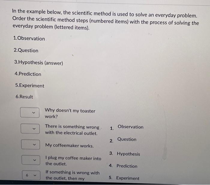 Solved In the example below, the scientific method is used | Chegg.com