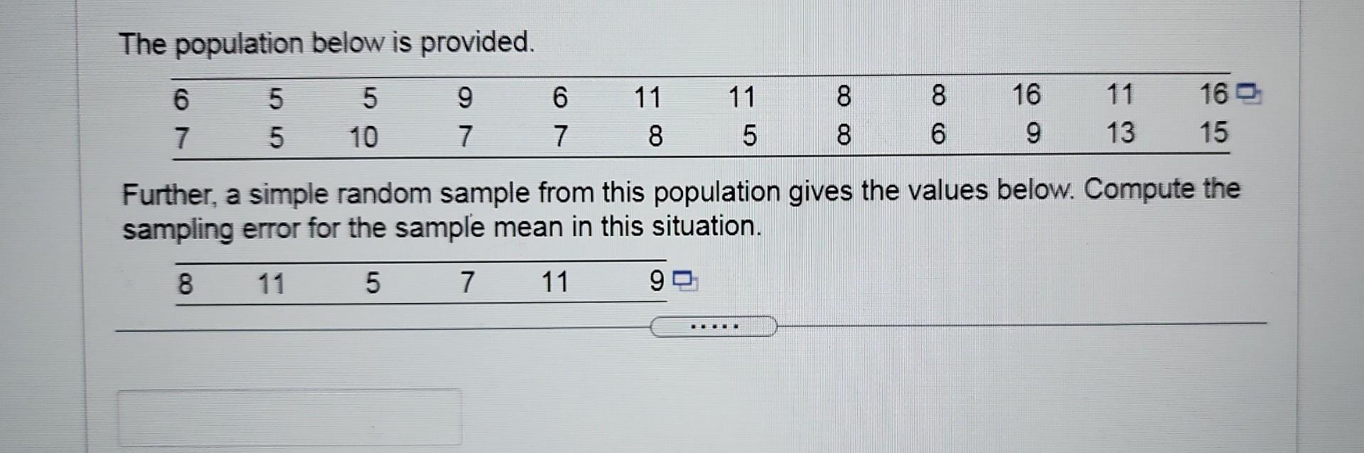 Solved The Population Below Is Provided Further A Simple Chegg Com   Image 