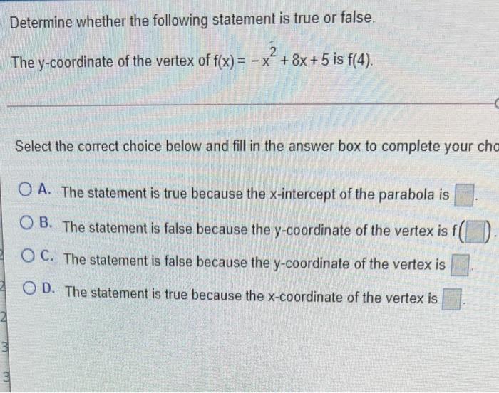 Solved Determine Whether The Following Statement Is True Or | Chegg.com