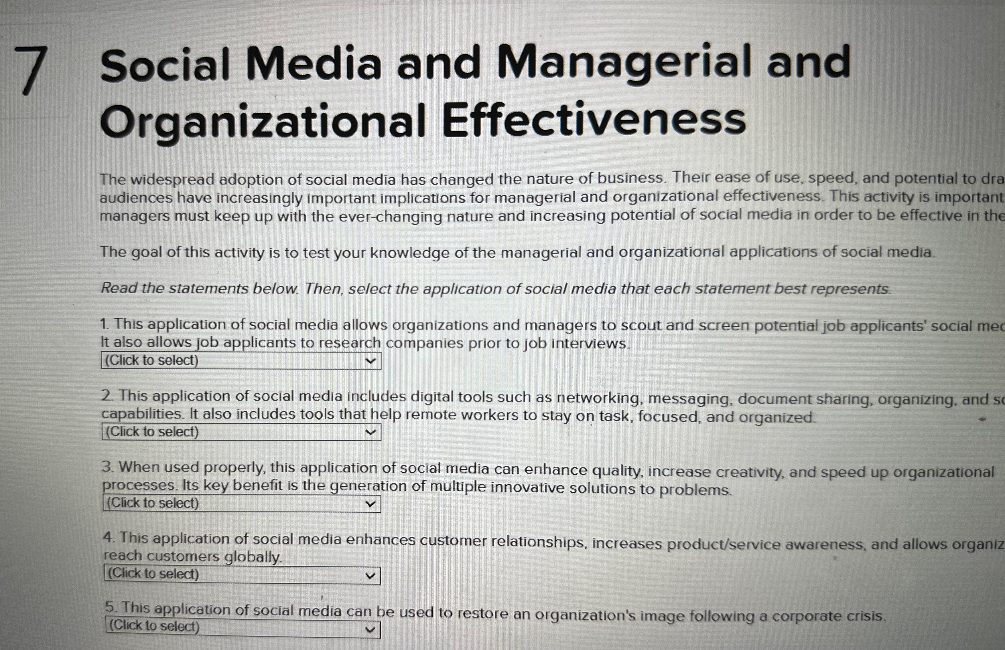 Solved Social Media and Managerial and Organizational | Chegg.com