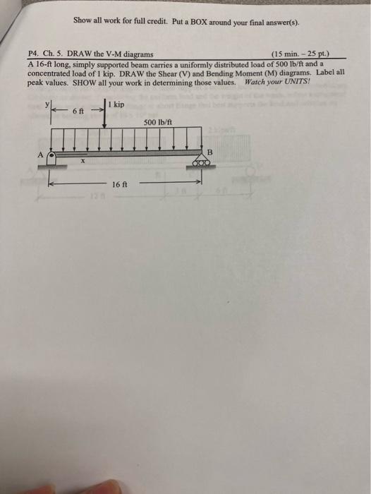 Solved Show all work for full credit. Put a BOX around your | Chegg.com