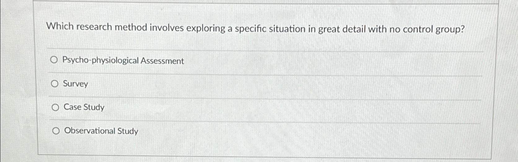 Solved Which research method involves exploring a specific | Chegg.com