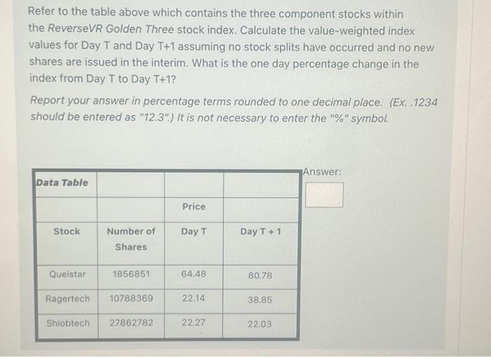 Solved Refer to the table above which contains the three | Chegg.com
