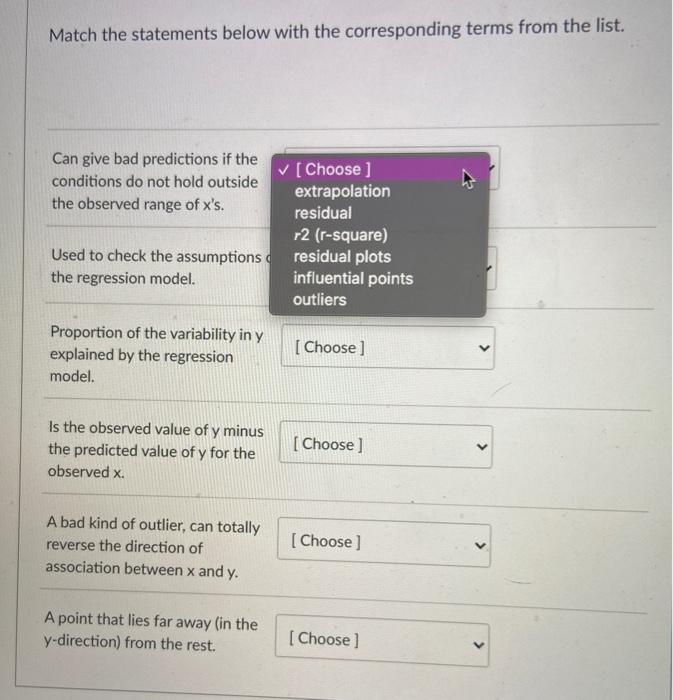 Solved Match the statements below with the corresponding | Chegg.com
