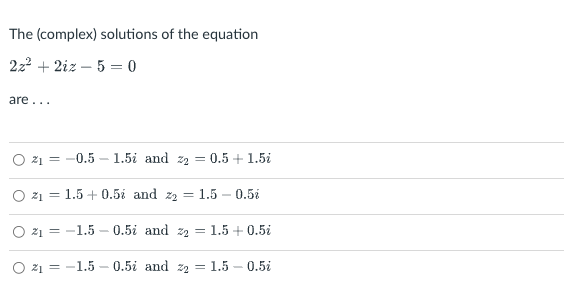 Solved The (complex) ﻿solutions of the | Chegg.com