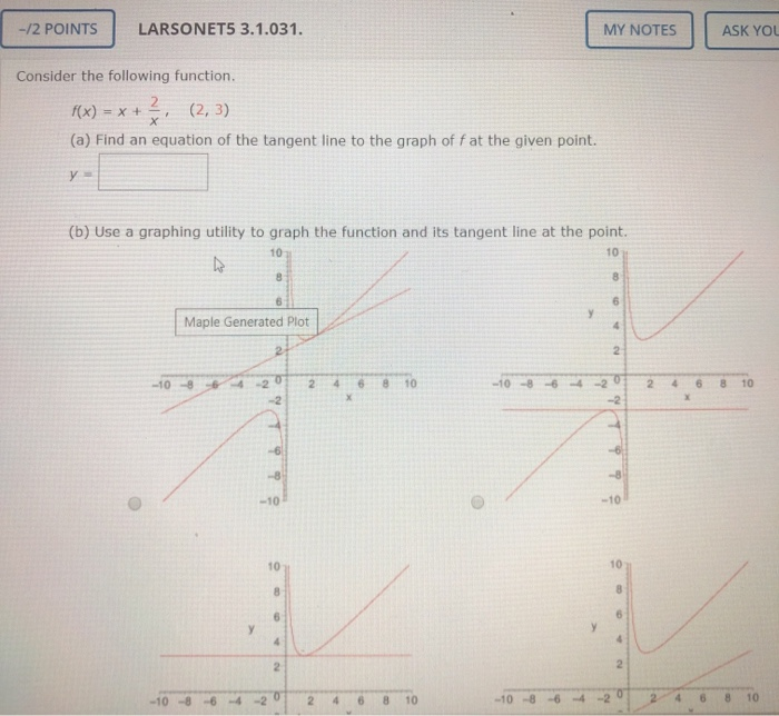 Solved -12 POINTS LARSONET5 3.1.031. MY NOTES ASK YOU | Chegg.com