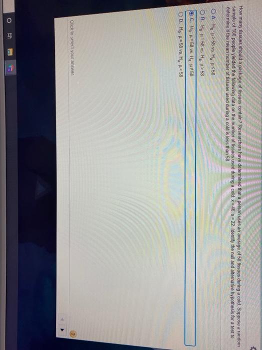 Solved How many tissues should a package of tissues contain