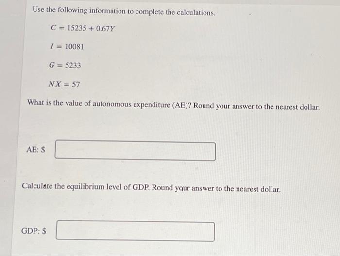 Solved Use the following information to complete the | Chegg.com