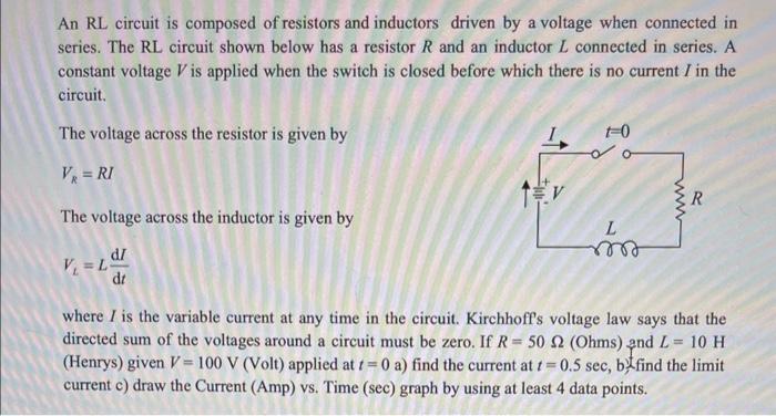 Solved An RL Circuit Is Composed Of Resistors And Inductors | Chegg.com