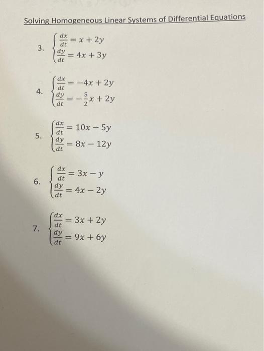 Solved Solving Homogeneous Linear Systems of Differential | Chegg.com
