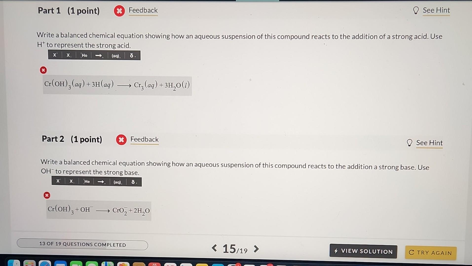 Solved Write A Balanced Chemical Equation Showing How An Chegg Com