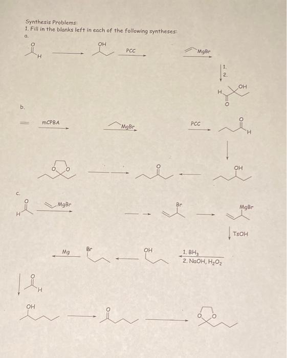 Solved Synthesis Problems: 1. Fill in the blanks left in | Chegg.com