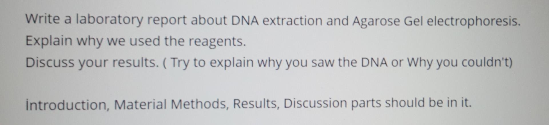 Solved Write a laboratory report about DNA extraction and | Chegg.com