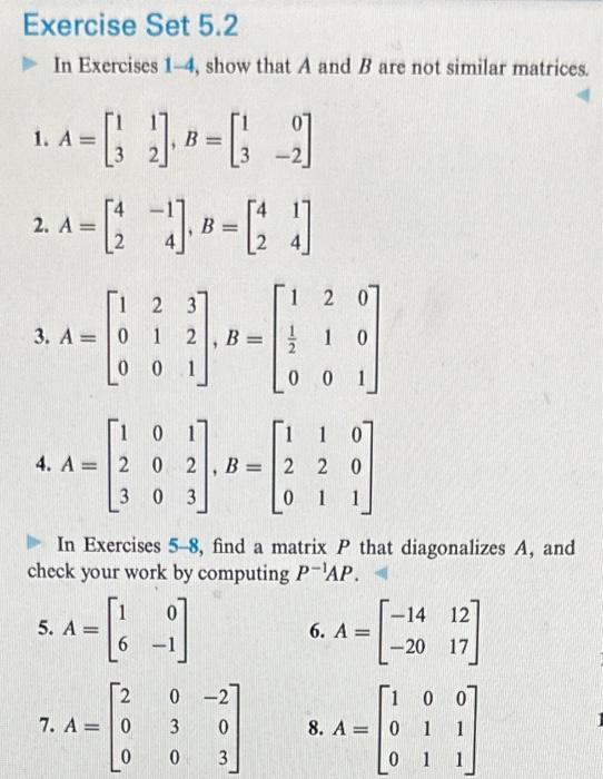 Solved In Exercises 1-4, show that A and B are not similar | Chegg.com