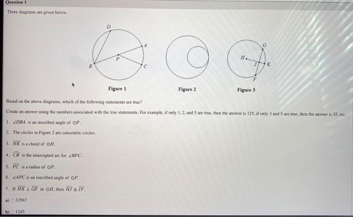 Solved Question 1 Three diagrams are given below 4 G P B F | Chegg.com