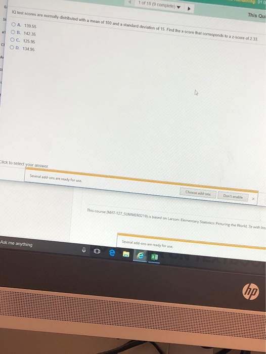 Solved G 01 0 1 Of 18 9 Complete This Qu Q Test Scores