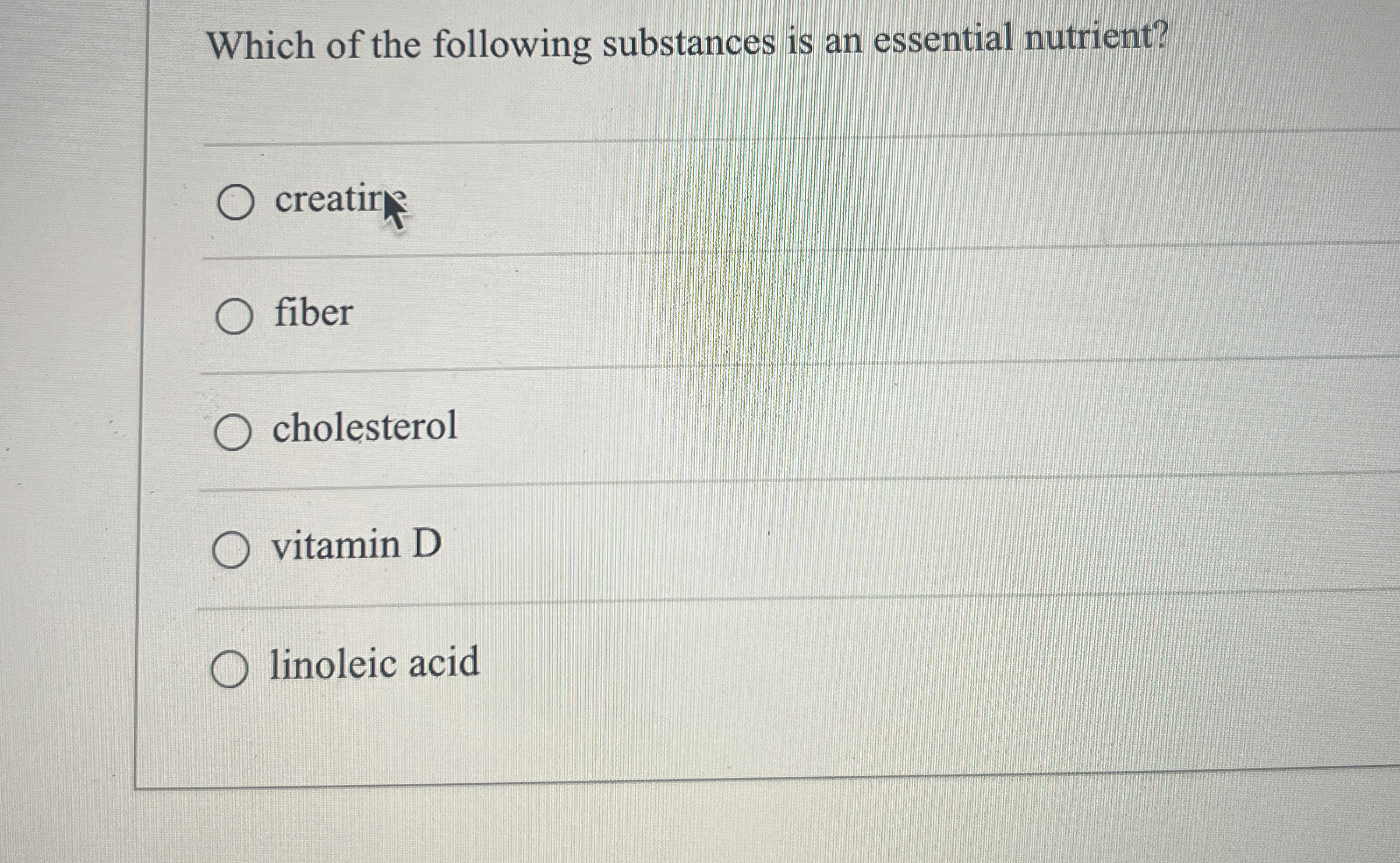 Which of the following substances is an essential | Chegg.com