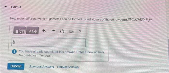 Solved How Many Different Types Of Gametes Can Be Formed By | Chegg.com