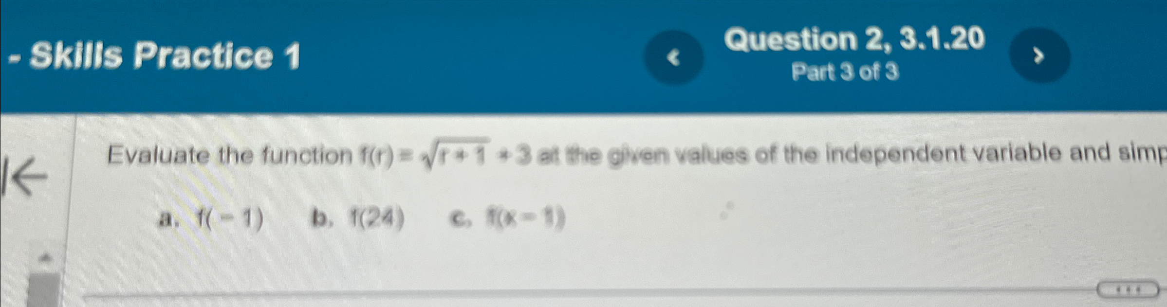 Solved Skills Practice 1Question 2, 3.1.20Part 3 ﻿of | Chegg.com