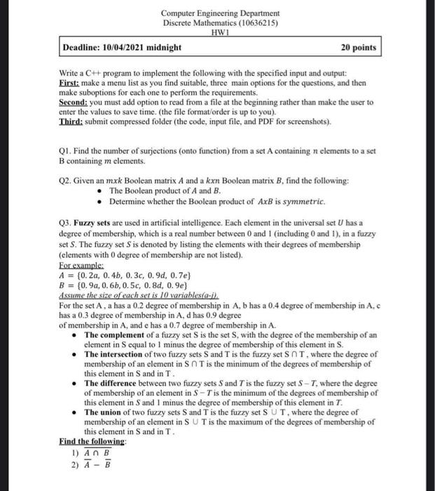 Solved Computer Engineering Department Discrete Mathematics | Chegg.com