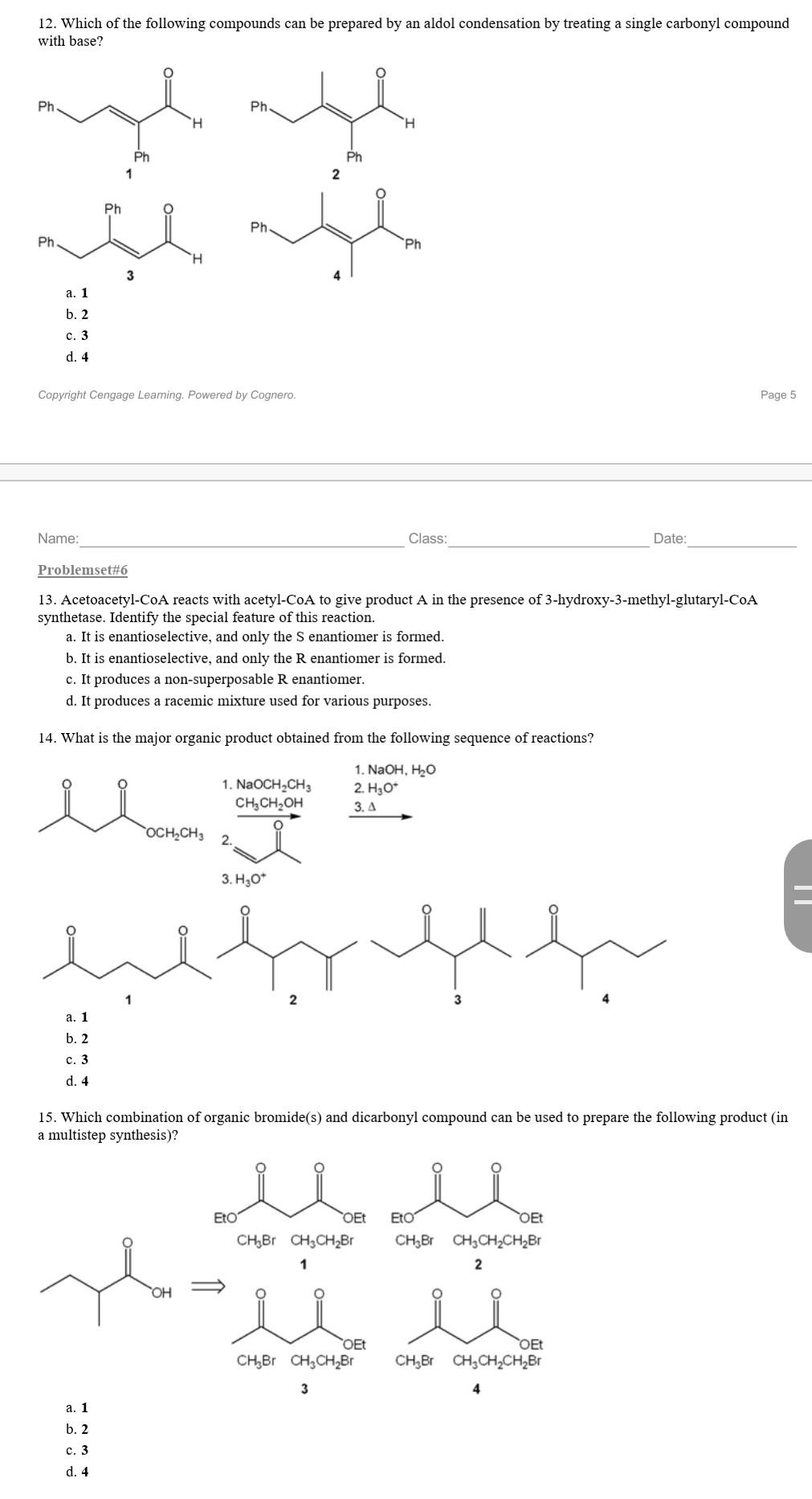 Solved 12. Which of the following compounds can be prepared | Chegg.com