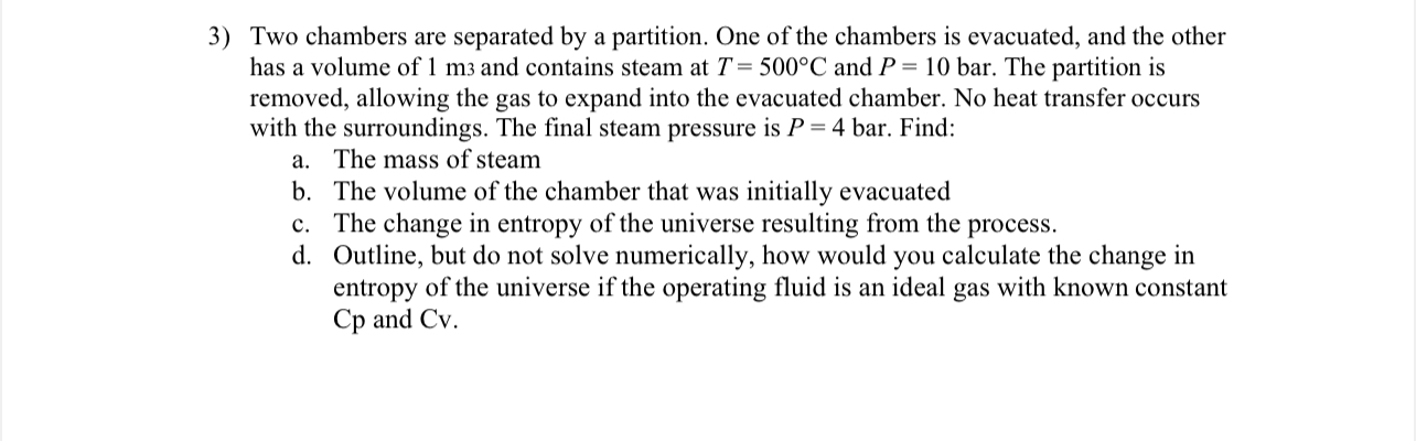 Solved Two chambers are separated by a partition. One of the | Chegg.com