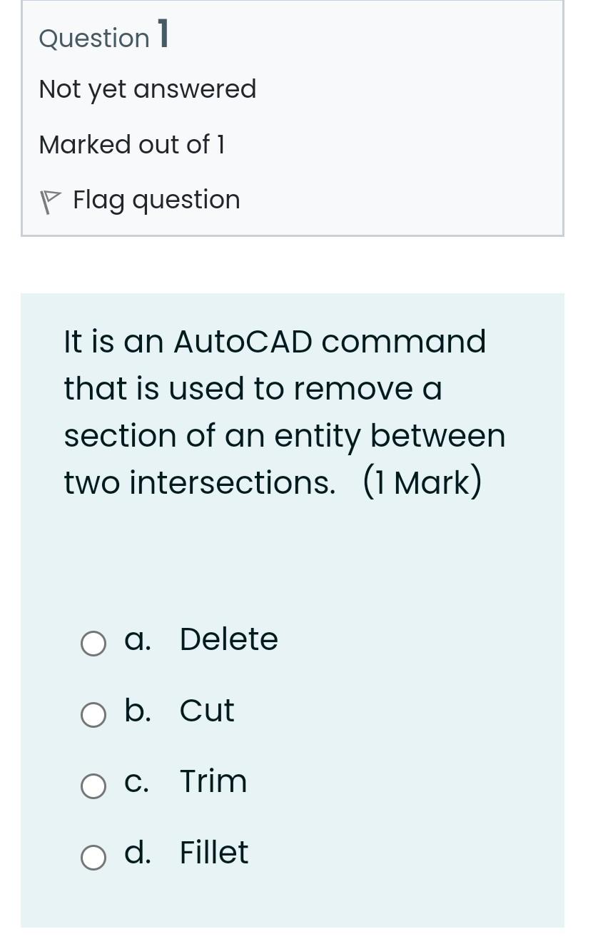 Solved Question 1 Not yet answered Marked out of 1 Flag