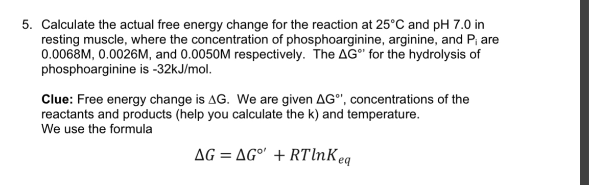 Solved Calculate the actual free energy change for the | Chegg.com