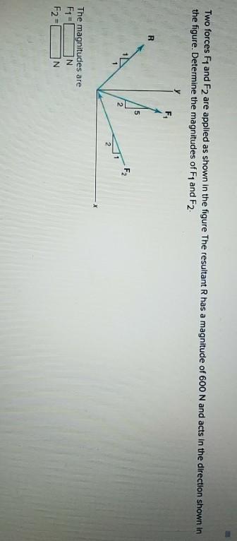 Solved Two forces F and F2 are applied as shown in the | Chegg.com
