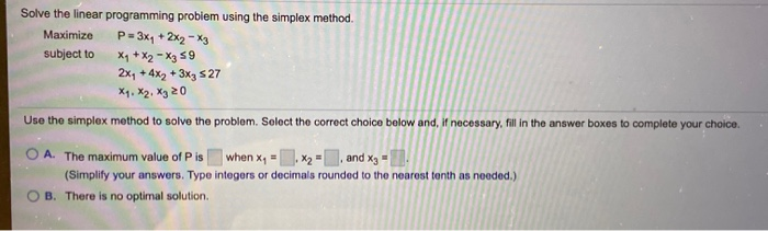Solved Solve the linear programming problem using the | Chegg.com